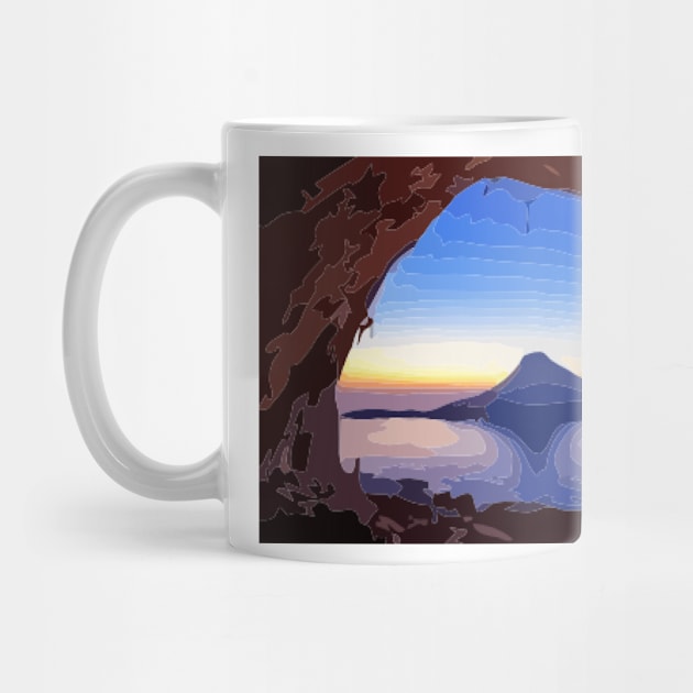 Climbing a Kalymnos Cave at Sunset Digital Painting by gktb